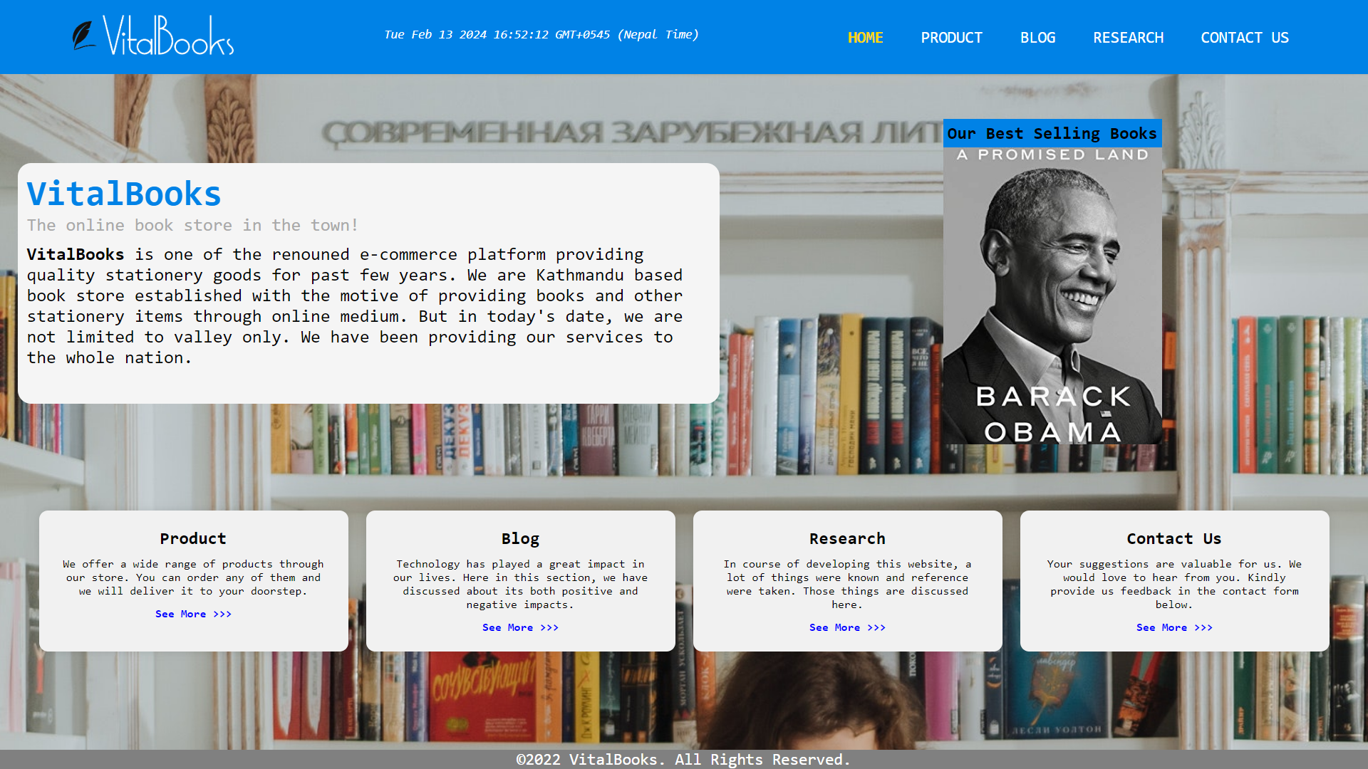 VitalBooks - screenshot of the website on desktop, dark interface, clean layout